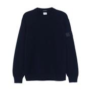 C.p. Company Merino Ull Crewneck Stickat Blue, Herr