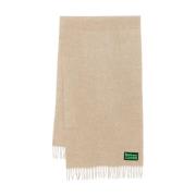 Ganni Beige Ullhalsduk med Fransar Beige, Dam