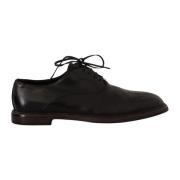 Dolce & Gabbana Elegant Svart Läder Derby Formella Skor Black, Herr