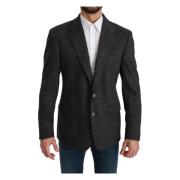 Dolce & Gabbana Grå Rutig Ull Formell Jacka Blazer Gray, Herr