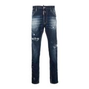 Dsquared2 Använd Effekt Straight-Leg Jeans Blue, Herr