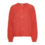 American Dreams Mjuk Alpacka Cardigan Korallröd Red, Dam