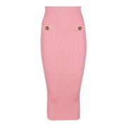 Balmain Midi kjol i en enfärgad ribbstickad Pink, Dam