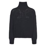 Roberto Collina Svarta Dolcevita Sweaters Black, Dam