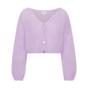 American Dreams Ljus Lila Kort Mohair Cardigan Purple, Dam