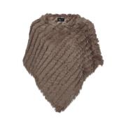 Natures Collection Faux Fur Poncho Brown, Dam