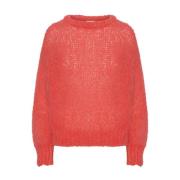 American Dreams Mjuk Alpacka Pullover i Korallröd Red, Dam