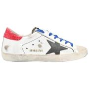 Golden Goose Blå Röd Glitter Vit Superstar Sneakers White, Dam