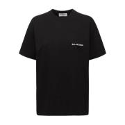 Balenciaga Svart Bomull T-shirt - Rak passform Black, Herr