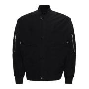 Emporio Armani Svart Blouson Jacka med Logotyp Bokstäver Black, Herr