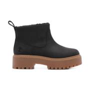 Timberland Svarta läderankelstövlar Black, Dam