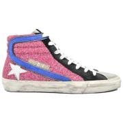 Golden Goose Rosa Glitter Vit Stjärna Blå Våg Sneakers Multicolor, Dam