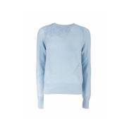 Ermanno Scervino Långärmad rund hals topp Blue, Dam