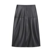 Max Mara Svart Utställd Midi Kjol Black, Dam