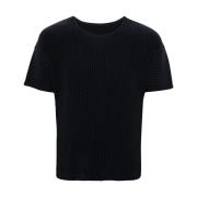 Issey Miyake Navy Blue Veckade T-shirts och Polos Blue, Herr