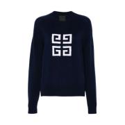 Givenchy Logo Sweater i Navy Blue Blue, Herr