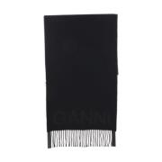 Ganni Yllehalsduk med Jacquard-logotyp Black, Dam