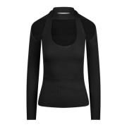 Coperni Räfflad Viskos Cut-Out Top Black, Dam