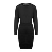 Saint Laurent Elegant Stickad Midi Klänning Black, Dam