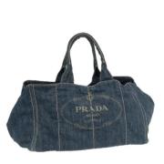 Prada Vintage Pre-owned Canvas totevskor Blue, Dam