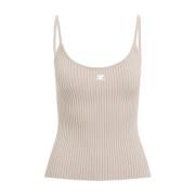 Courrèges Ribbstickad Tanktopp Naken Neutrals Beige, Dam