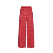 Carolina Herrera Röda Jacquard Initialer Raka Byxor Red, Dam