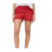 Pepe Jeans Röda Bomulls Straight Cut Shorts Red, Dam