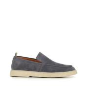 Officine Creative Blå Mocka Slip-On Sandaler Blue, Herr