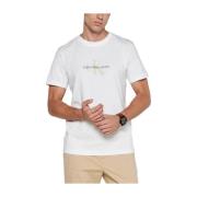 Calvin Klein Sliten Logotyp Tryck T-shirt White, Herr