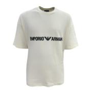 Emporio Armani Vanilj Bomull Logo T-shirt Oversize Svart White, Herr