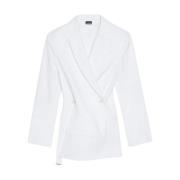 Jacquemus Strukturerad ullblazer med dubbelknäppning White, Dam