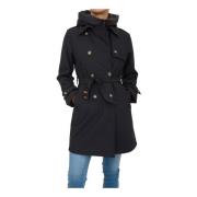 Dekker Stilig Svart Parka Trenchrock Black, Dam