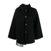 TotêMe Svart Broderad Scarf Jacket Black, Dam