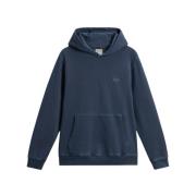 Woolrich Huvtröja i bomull med broderad logotyp Blue, Herr