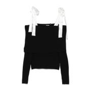 Rotate Birger Christensen Svart Off-Shoulder Stickad Tröja Black, Dam