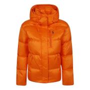 Polo Ralph Lauren Quiltad Dunjacka, Vattenavvisande, Orange Orange, Da...