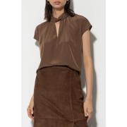 Luisa Cerano Brun blus med dekorativ kragedesign Brown, Dam