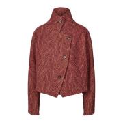 Rabens Saloner Burgundy Lunna Blazer Elegant Jacka Red, Dam