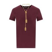 Elisabetta Franchi Burgundy Bomull T-shirt med Halsband Red, Dam