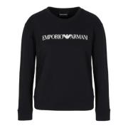 Emporio Armani Ekologisk Marinblå Sweatshirt med Vit Logotyp Text Blue...