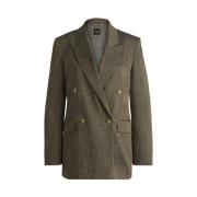 Hugo Boss Grön Melange Sharkskin Tailor Fit Blazer Green, Dam