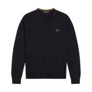 Fred Perry Blå Merino V-Ringad Tröja Blue, Herr