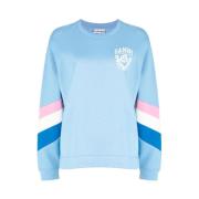 Ganni Oversized Shield Sweatshirt Blå Ränder Blue, Dam