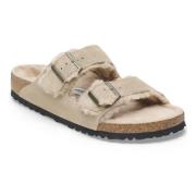 Birkenstock Arizonatofflor i mocka- och skinn, taupe Beige, Herr