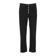 Dondup Svarta Loose Fit Jeans med Bältesöglor Black, Dam