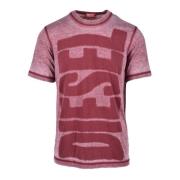 Diesel Avslappnad T-shirt med Polyester-Bomullsblandning Pink, Herr