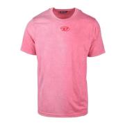 Diesel Avslappnad T-shirt med Polyester-Bomullsblandning Pink, Herr