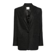 Forte Forte Antracit Ull Blazer med Melange Effekt Gray, Dam