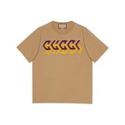 Gucci T-shirt med spegeltryck av logotyp Beige, Herr