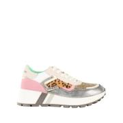 Emanuelle Vee Glitter Lace-Up Sneakers Multicolor, Dam